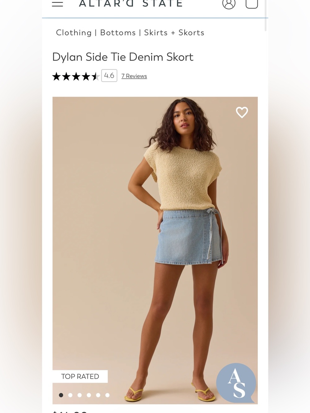 Altar’d State Dylan Side Tie Light Blue Denim Mini Skort XXS New W Tags!!